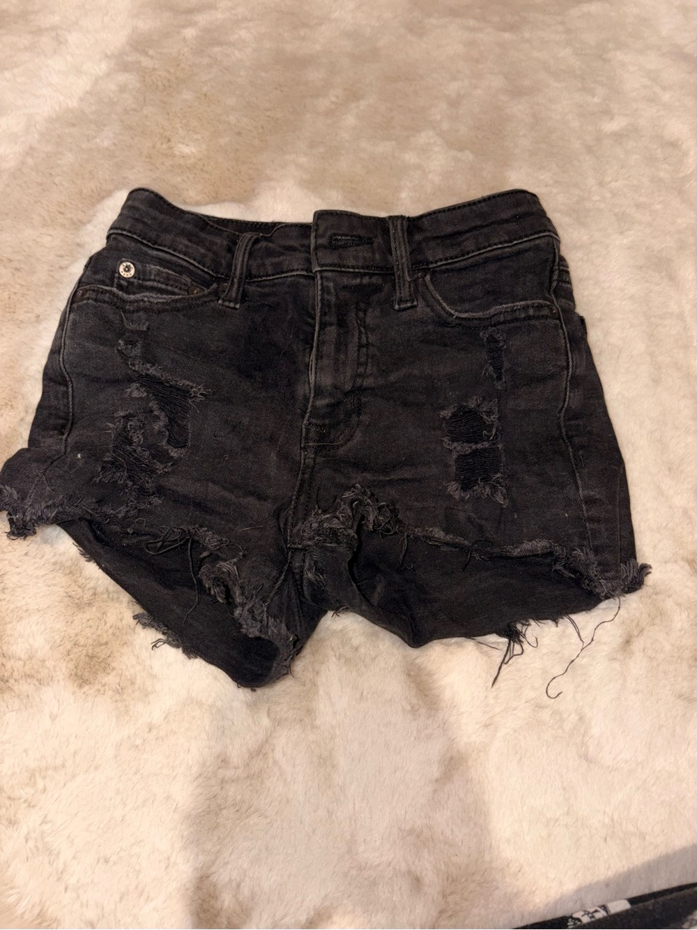 Aeropostale Black Distressed Jean Shorts